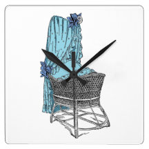 Vintage Baby Bassinet Blue Wall Clock