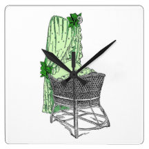 Vintage Baby Bassinet Green Wall Clock