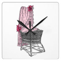 Vintage Baby Bassinet Pink Wall Clock