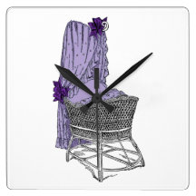 Vintage Baby Bassinet Purple Wall Clock