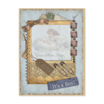 Vintage Baby Boy Arrival Announcement Photo Frame Postcard