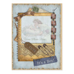 Vintage Baby Boy Arrival Announcement Photo Frame Postcard