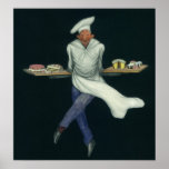 Vintage Baker with Pastries and other Desserts Poster