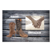 vintage barnwood Cowboy Boots Country wedding Photo Art