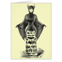 Vintage Bat Lady Greeting Card