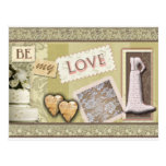 Vintage be my love post card