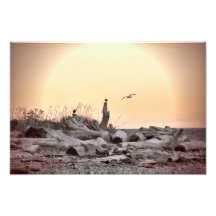 Vintage Beach Scene Art Photo
