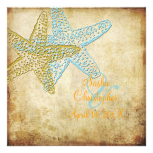 Vintage Beach Wedding Invitations