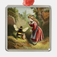 Vintage Bee Little Girl Honey Pot Christmas Ornaments