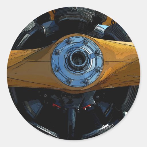vintage bi-plane grill round sticker