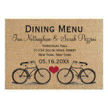 Vintage Bicycle Wedding Dining Menu Cards