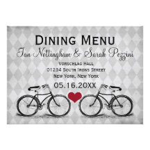 Vintage Bicycle Wedding Dining Menu Personalized Invitations