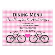 Vintage Bicycle Wedding Dining Menu Personalised Invitations