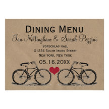 Vintage Bicycle Wedding Dining Menu Personalized Announcements
