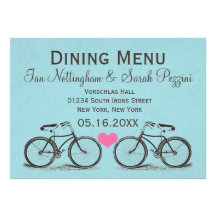 Vintage Bicycle Wedding Dining Menu Invite