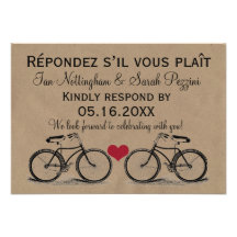 Vintage Bicycle Wedding RSVP Cards Invitation