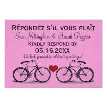 Vintage Bicycle Wedding RSVP Cards Personalized Invitations