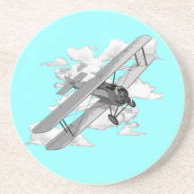 Vintage Biplane Drink Coaster