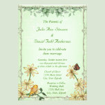 Vintage Bird and Flower Wedding invitations