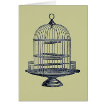 Vintage Bird Cage Greeting Cards