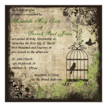 Vintage Bird Cage Wedding Invitation