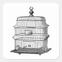 Vintage Birdcage Square Stickers