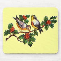 Vintage Birds in Holly Mousepad