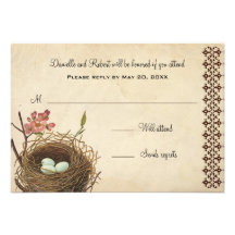 Vintage Bird's Nest Custom Response Card Personalized Announcements