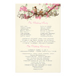 Vintage Birds Pink Flowers Wedding Program Custom Stationery