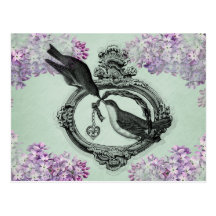 Vintage Birds With Heart Locket Apparel and Gifts Post Card