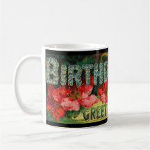 Vintage Birthday Greeting illustration Mugs