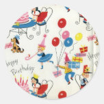 Vintage Birthday Party Round Sticker