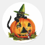Vintage Black Cat and Pumpkin Sticker