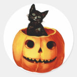 Vintage Black Cat and Pumpkin Sticker