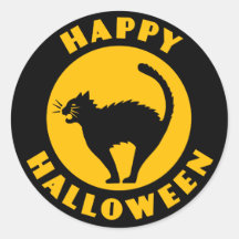Vintage Black Cat - Happy Halloween Sticker
