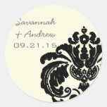 Vintage Black Damask Wedding Sticker