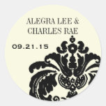 Vintage Black Damask Wedding Sticker
