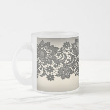 Vintage black Lace  beige Paris Fashion Mugs