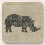 Vintage Black Rhinoceroses Coaster cork coasters