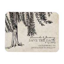 Vintage Black Weeping Willow Save The Date Vinyl Magnets