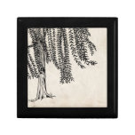 Vintage Black Weeping Willow Tree Jewelry Box