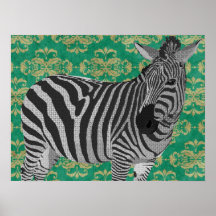 Vintage Black & White Zebra Art Poster