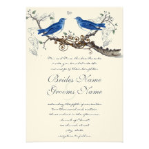 Vintage Blue Birds Wedding Invitations