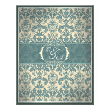 Vintage Blue Damask reception card Personalized Invitation
