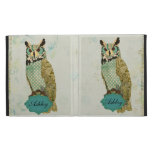 Vintage Blue Owl Name Plate Caseable Case iPad Folio Cover