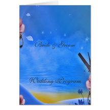Vintage Blue Wedding Program Cards