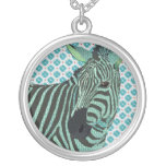 Vintage Blue Zebra Necklace