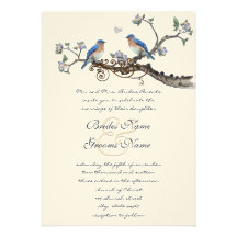 Vintage Bluebirds Wedding Invitations
