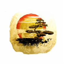 Vintage Bonsai Graphic Grunge Look with Sun Acrylic Cut Outs