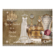 VINTAGE BRIDAL SHOWER INVITATION FAUX Wallpaper